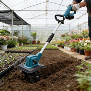 Mini motoculteur rotatif, motoculteur électrique, tracteur à conducteur marchant - Moteur électrique au lithium, désherbeur léger, coupe-bordures, facile à utiliser - Product Image 3