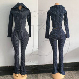 Tops <strong>Women's</strong> Clothing Custom LOGO Zipper up <strong>Hoodie</strong> Jacket Flared Yoga Pants <strong>Leggings</strong> <strong>Women's</strong> 2 Piece Tracksuit <strong>Set</strong> - Product Image 5