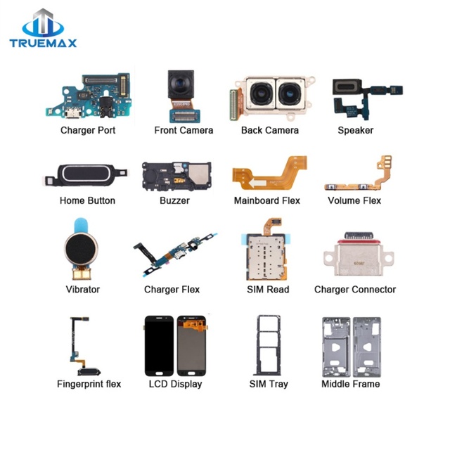 Mobile Phone Parts for samsung Housing Back Cover Front Rear Camera Speaker Volume Botton Frame Charger Flex Cable Sim Card Tray