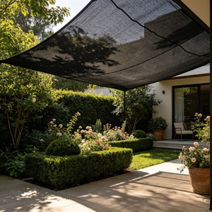 Black HDPE Woven <strong>Sun</strong> <strong>Shade</strong> Net, Heavy Duty Anti-Aging Insulation Sunscreen Mesh Cover for Household Courtyard Patio Garden - Product Image 2