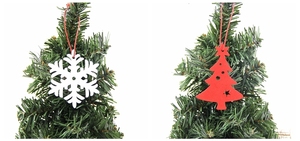 Qy bông tuyết màu đỏ trắng mặt dây chuyền bằng gỗ Đồ trang trí cây thông giáng sinh và trang trí Tiệc Quà Tặng trẻ em cho mùa lễ hội - Product Image 3