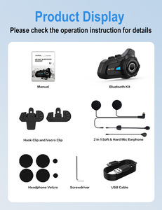 Casque avec écouteurs pour le cyclisme, interphone bidirectionnel pour 2 personnes avec portée de 1000 m pour la communication en <span class=keywords><strong>moto</strong></span> - Product Image 6