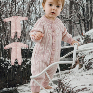 Ropa de Bebé Tejida 100% Algodón para Invierno/Otoño, Mono de Manga Larga con Cierre de Botones, Unisex, Diseño Maorí - Product Image 3