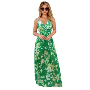 2024 New Design Summer Fashion Elegant Temperament Sexy V-Neck Dress for Girls Windproof Beach Holiday Wear
