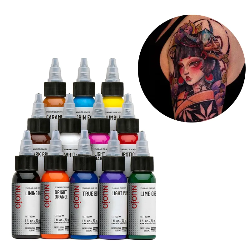 Venta al por mayor de tinta de pigmento de tatuaje de etiqueta privada 30ml 1oz pigmentos semipermanentes de alta calidad para tatuajes corporales