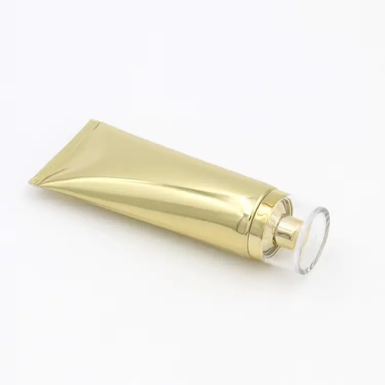 Flat PE Glossy màu vàng 50ml 60ml 120ml 150ml mềm nhựa bóp ống Trắng ống cho mỹ phẩm Sữa rửa mặt bao bì