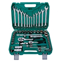 Ensemble d'outils mécaniques à main de 61 pièces, OEM, acier au chrome-vanadium, clé à douille, clé combinée, trousse de réparation automobile, coffret rigide LIKO