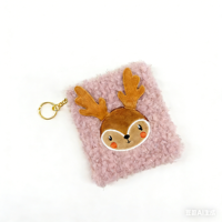 Mini carnet en peluche chien Kawaii avec porte-clés