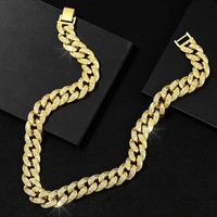 Ensemble de bijoux hip hop plein glacé bling strass miami chaîne à maillons cubains collier et bracelet