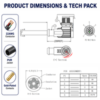 Connecteur de câble étanche M12 3 4 5 6 8 broches, moulé par injection, mâle/femelle, droit/angulaire, pour capteur, câble blindé PVC TPU 1M 3M