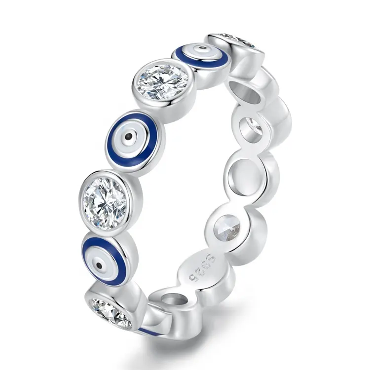 Custom Zirkoon Fijn Smeden Creatieve Groothandel 2023 Ring Nieuw Ontwerp Prinses Blauwe Ogen Sterling Zilver Cz Nieuwste Ringen Voor Vrouwen