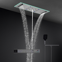 Colonne de douche LED intelligente grande taille 900*300mm avec effet pluie et cascade, ensemble de douche thermostatique pour salle de bain