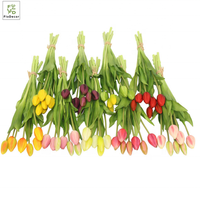Bouquets de tulipes artificielles de haute qualité, 43 cm, fleurs au toucher réel, centre de table, décoration de mariage, 7 têtes