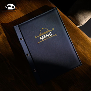Couverture de menu personnalisée de haute qualité en lin simple pour restaurants et bars, avec reliure à vis - Product Image 4