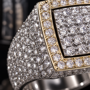 Bague signet personnalisée en moissanite, style hip-hop, sertie de pierres, testée au diamant, or 10K 14K 18K, diamant VVS, bijoux pour homme - Product Image 2