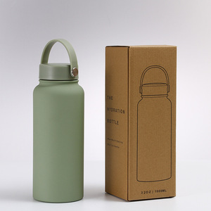 Frasco de acero inoxidable de doble pared de <span class=keywords><strong>1000ml</strong></span> Botella de agua aislada de 32 oz con tapas de pico y Asa - Product Image 1