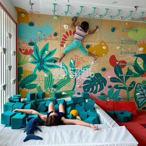 Moetry Fashion Design Salle de sport sensorielle intérieure Salle de jeux pour enfants Mur d'escalade en <span class=keywords><strong>bois</strong></span> avec barres de singe Fosse en mousse souple - Product Image 3