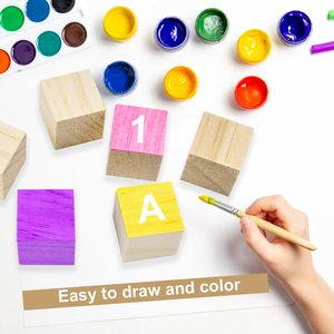 Bloques de Madera <span class=keywords><strong>Pintados</strong></span> Cuadrados de 1.57 Pulgadas con Grabado Educativo, Cubos de Madera con Logotipo Personalizado para Manualidades, Decoración del Hogar - Product Image 3