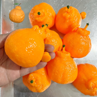Balle anti-stress à presser en TPR, forme mandarine moche simulée, 10*8cm, à personnaliser, avec bouchon