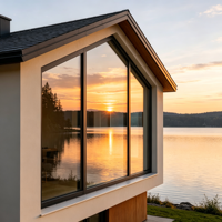 Fenêtre panoramique en aluminium à rupture de pont thermique de haute qualité, double vitrage anti-condensation pour villa résidentielle neuve