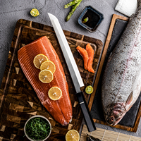 Grandsharp 11.6 pouces japonais Sakimaru Sashimi couteau à saumon Sushi cuisine Sakimaru couteaux avec bois d'ébène et manche en corne de buffle
