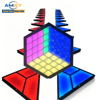 Pista de Baile LED 3D con Forma de Cubo Mágico Hexagonal Triangular, RGB DMX512 con IP33 y Asistente de Google para Discotecas y Bares