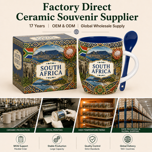 Souvenir touristique d'Afrique du <span class=keywords><strong>Sud</strong></span>, tasse à café en céramique, design imprimé éléphant et léopard, pour tasses en céramique avec boîte à cuillère, OEM ODM personnalisé - Product Image 6