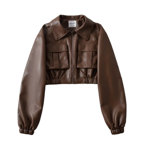 Manteau long zippé en similicuir PU de haute qualité pour femme, écologique, décontracté, uni, teint, pour l'hiver - Product Image 1