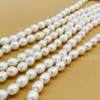 Collier de perles d'eau douce ovales naturelles, haute brillance, simple rangée, bijoux classiques pour femmes, à porter au quotidien