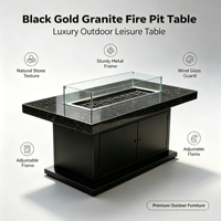 Table de foyer à gaz rectangulaire en métal, très vendue, 50000-74999 BTU, écologique, étanche, résistante au vent, pour extérieur