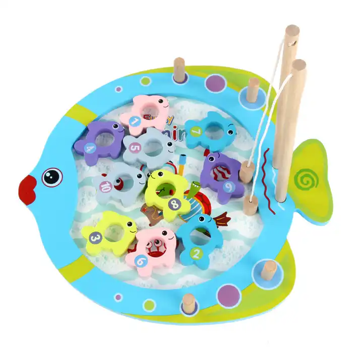 Magnetic Wooden Fishing Game Toy for