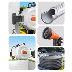 180 ° Support pivotant 20m 30m Enrouleur de tuyau rétractable mural Enrouleur de tuyau de jardin avec pistolet à eau multifonction - Product Image 4