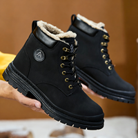 Bottes de travail montantes pour hommes en cuir microfibre, chaudes, épaissies, antidérapantes, polyvalentes et tendance, Hiver 2026