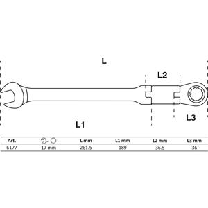Clé mixte à cliquet à double articulation BGS réglable 17 mm - Product Image 2