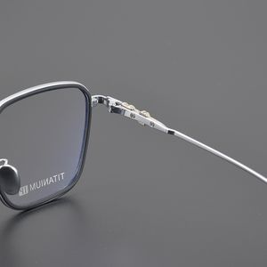 Modello quadrato intagliato Ultra leggero puro titanio argento grigio Premium qualità superiore trasparente occhiali belli per gli uomini delle donne - Product Image 4