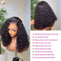 Perruques Courtes Bob Bouclées Birmanes en Gros, Sans Colle, avec Dentelle Frontale, Perruques HD Abordables pour Femmes Noires, Perruques en Cheveux Humains Brésiliens Bruts