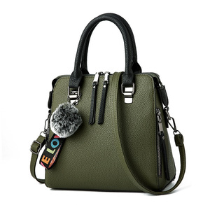 Women Large Capacity Solid Color PU Leather Shoulder Zipper Messenger Bags Vintage <b>Top</b>-handle Bag - Product Image 2