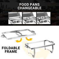Chauffe-Plat Pliable 9L pour Buffet – Ensemble Rectangulaire en Acier Inoxydable – Vente Chaude – Équipement de Restauration Économique en Gros