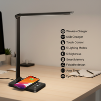 Lampe de bureau LED sans fil flexible à commande tactile électrique moderne en aluminium pour bureaux et chambres à coucher