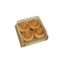 Boîte d'emballage pour pain doré, fournitures de boulangerie, boîte rectangulaire en plastique PET recyclable de luxe, 4 pouces, 3,5 pouces, boîte d'emballage pour brioches à la cannelle