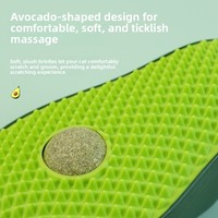 Tapis de léchage pour chat en silicone en forme d'avocat avec boule de catnip remplaçable, jouet texturé pour l'alimentation lente et la dentition des chatons