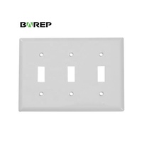 BAREP Plaque murale décorative pour interrupteur à 3 boutons, certifiée CETLus, en polycarbonate incassable, pour interrupteur à bascule, blanche