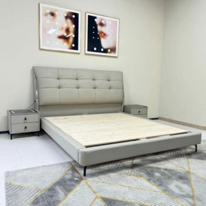 Modern King Size <b>Bed</b> Set for Bedroom Furniture Solid Wood <b>Frame</b> With High Quality Leather Comfortable <b>Bed</b> 049 Modern Solid Wood - Product Image 4