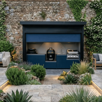 Nouveau produit : Abri de cuisine extérieur en acier inoxydable 304 avec volets roulants, protection environnementale, pour barbecue et grillades en extérieur