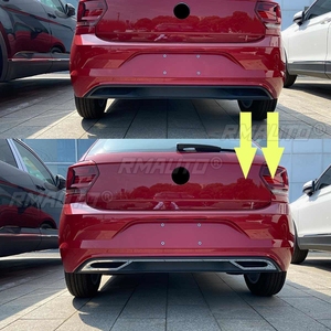 3 pièces de garniture de diffuseur de pare-chocs arrière avec sortie d'air et bande d'échappement pour Volkswagen VW Polo MK6 Polo Plus 2018 2019 20+ - Product Image 2