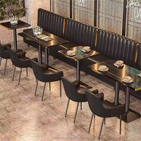 Meubles de restaurant de luxe ensemble de canapés noir aspect marbre table à manger et chaises banquette pour Club café pub bar