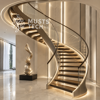 Escalier Courbé de Luxe Moderne Qualité Supérieure pour Projets OEM ODM