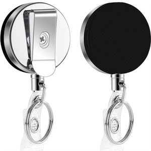 4cm Heavy Duty <b>Metal</b> Wire Rope Retractable Badge <b>Roller</b> with Easy-Pull Buckle and Back Clip for Anti-Loss Keychain - Product Image 2