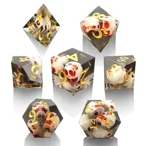 Jeu de 7 pièces de pierres précieuses en cristal translucide, jeux de rôle, donjons & Dragons, jeu de dés 19mm, d6 d12 d20, jeu de dés en résine dnd pointu