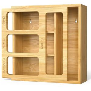 Top Lids Bamboo Kitchen Drawer Organizer Bamboo Ziplock Bag Storage Organizer - Product Image 1